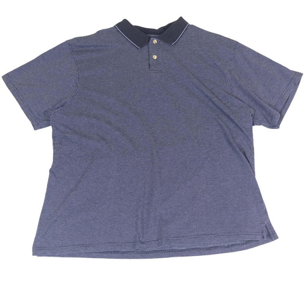 Knightsbridge Swift-Dry Mens 2X Polo Shirt Navy Blue Micro Check Short Sleeve